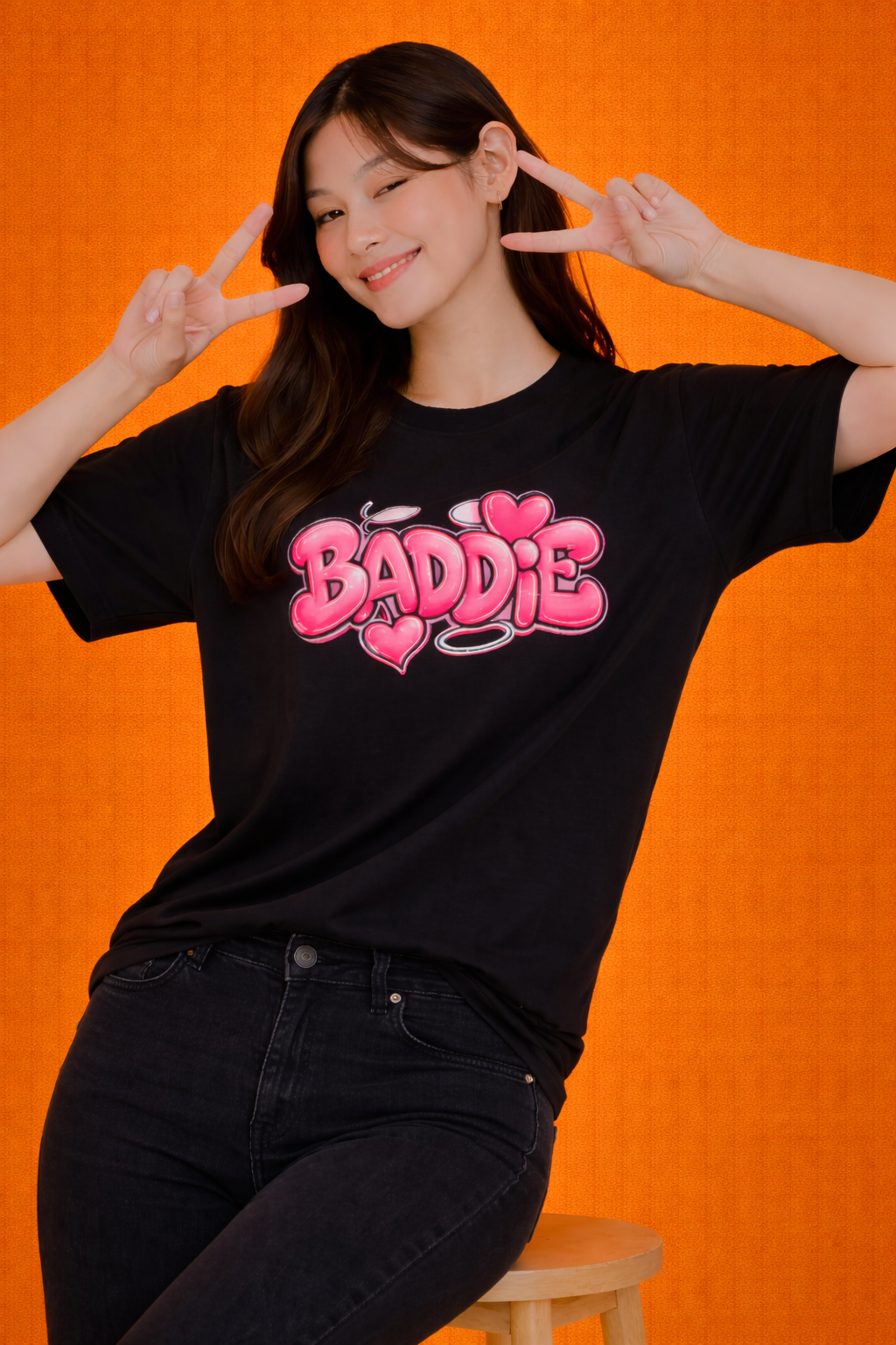 Baddie Heart Printed | Oversized T-Shirt | Women