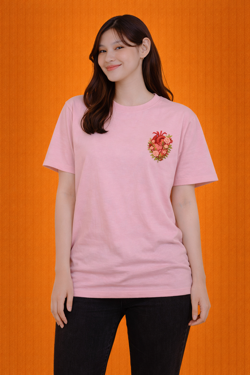 Blossom Heart | Pink Graphic Overshized T-shirt | Women