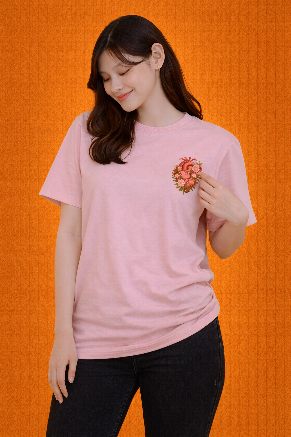 Blossom Heart | Pink Graphic Overshized T-shirt | Women