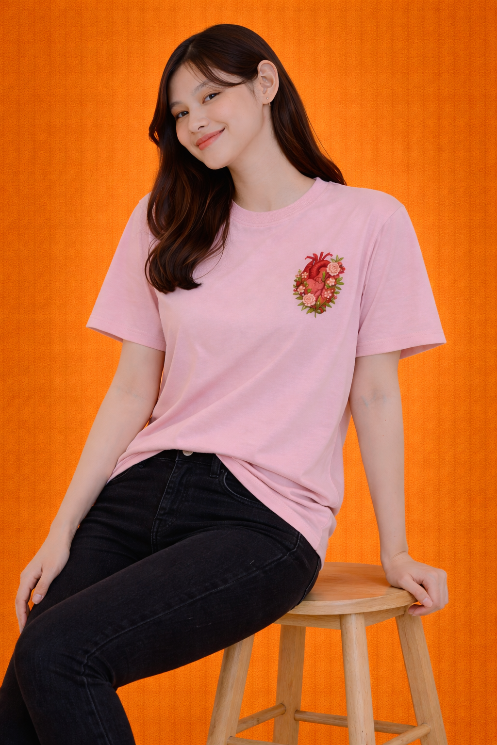 Blossom Heart | Pink Graphic Overshized T-shirt | Women