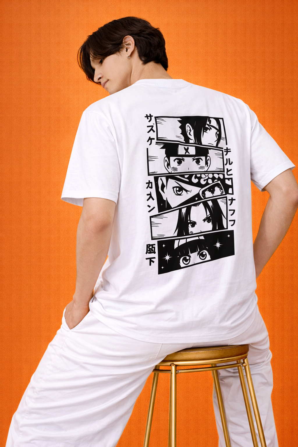 Anime Eyes Panel | Graphic Print | Oversized T-Shirt | Men