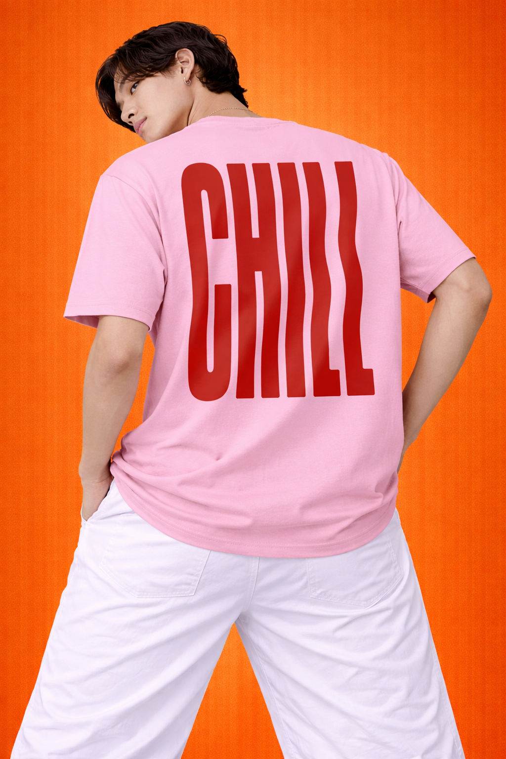 CHILL Wavy Text | Graphic Print | Oversized T-Shirt | Men