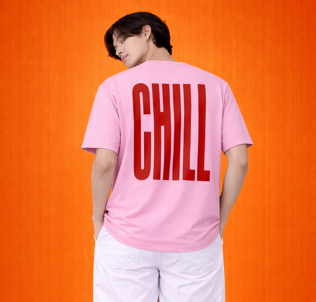CHILL Wavy Text | Graphic Print | Oversized T-Shirt | Men