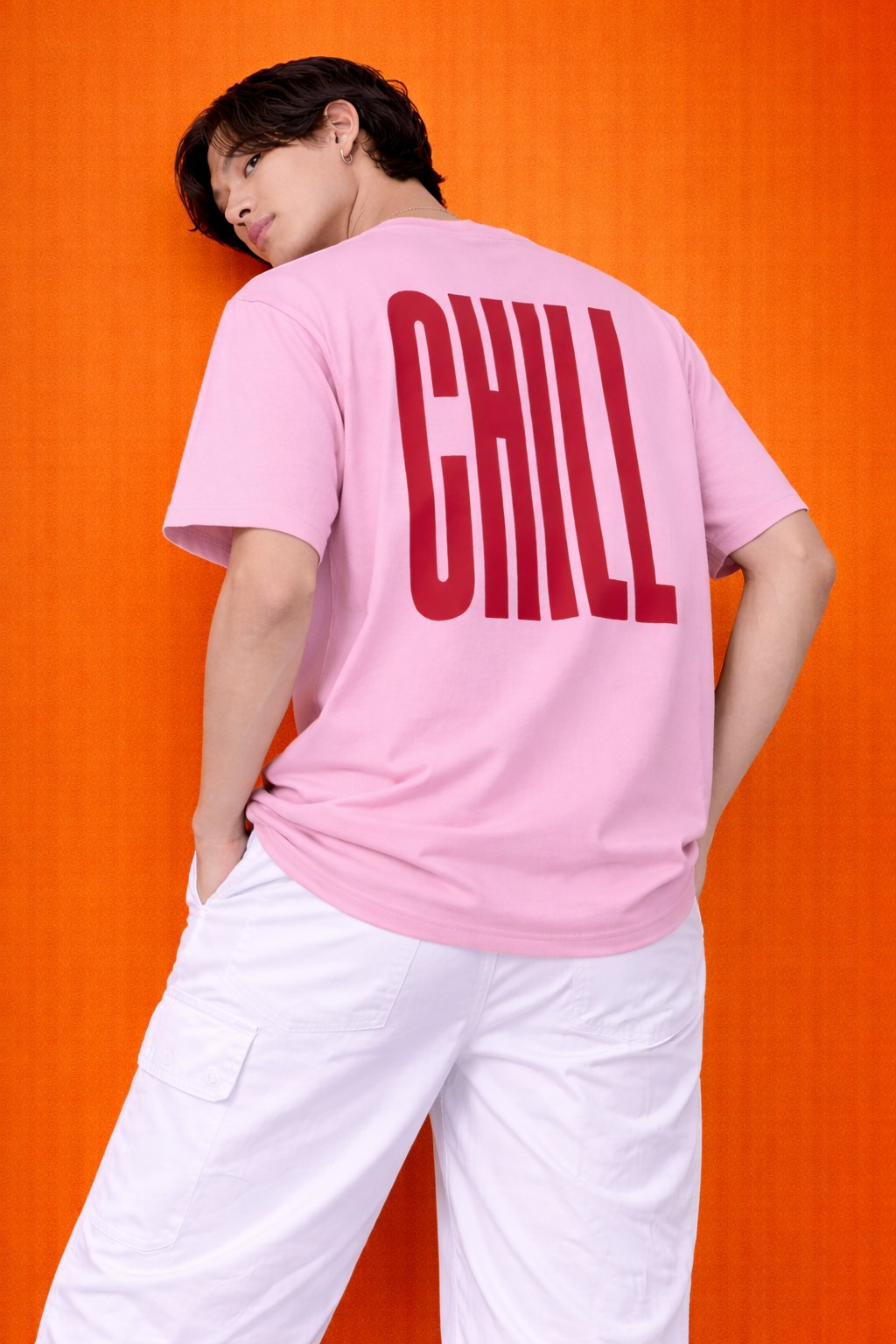 CHILL Wavy Text | Graphic Print | Oversized T-Shirt | Men