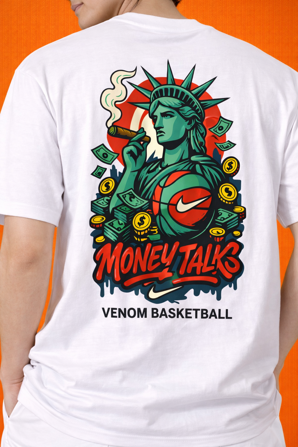 Money Talks Statue | Graphic Print | Oversized T-Shirt | Men