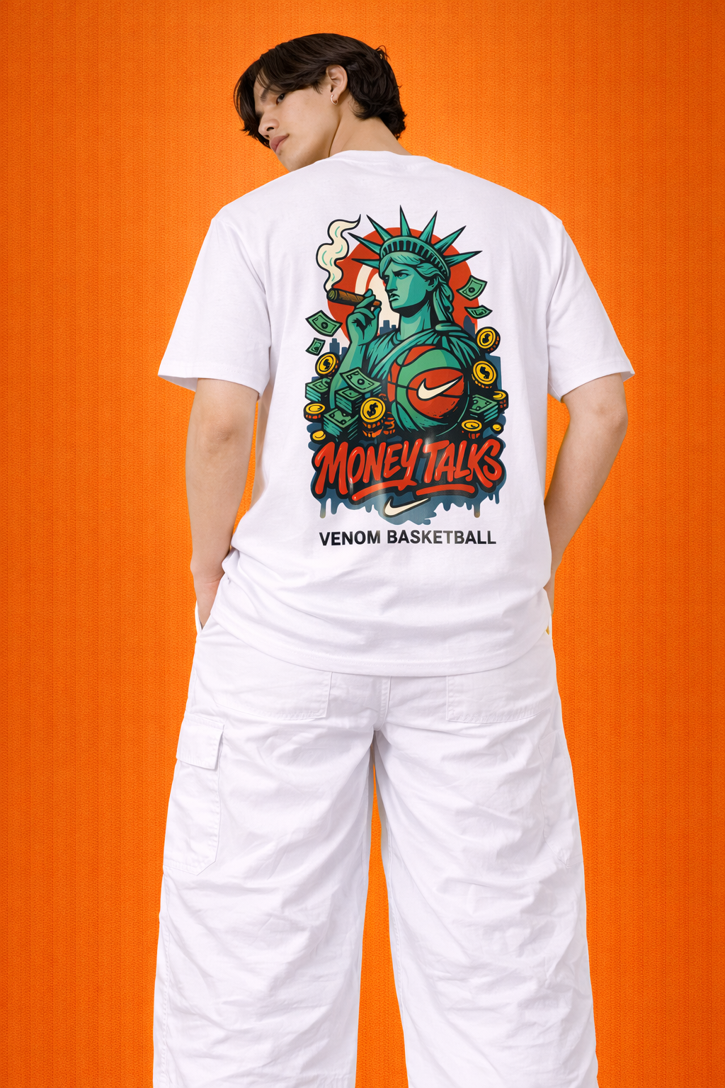 Money Talks Statue | Graphic Print | Oversized T-Shirt | Men