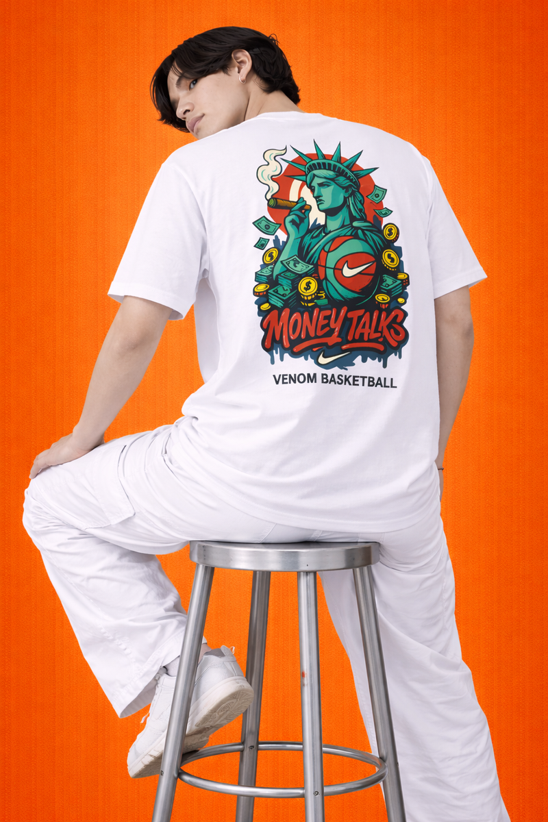 Money Talks Statue | Graphic Print | Oversized T-Shirt | Men