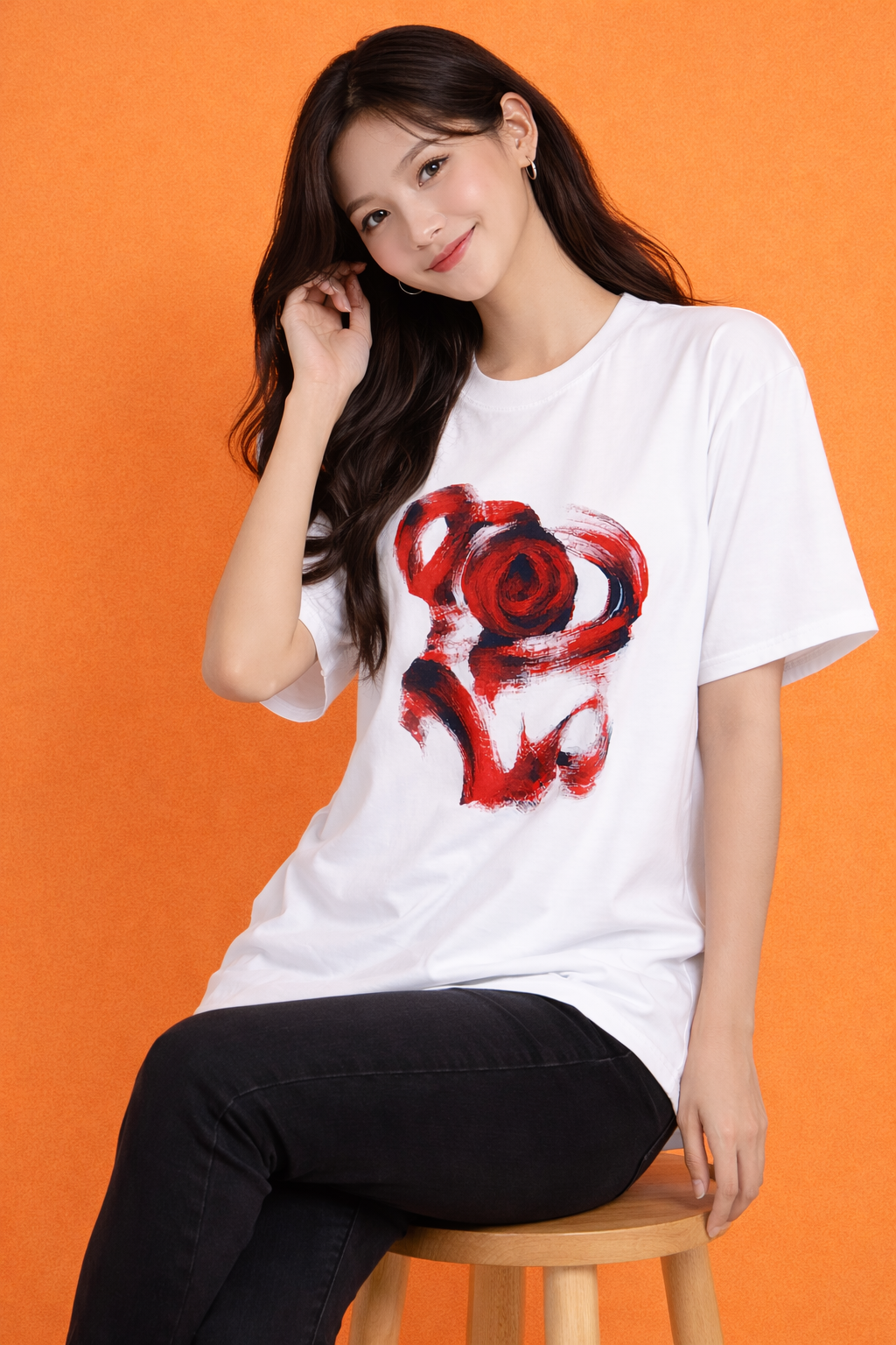 Abstract Love Art | Oversized T-Shirt |  Premium Cotton Streetwear | Women