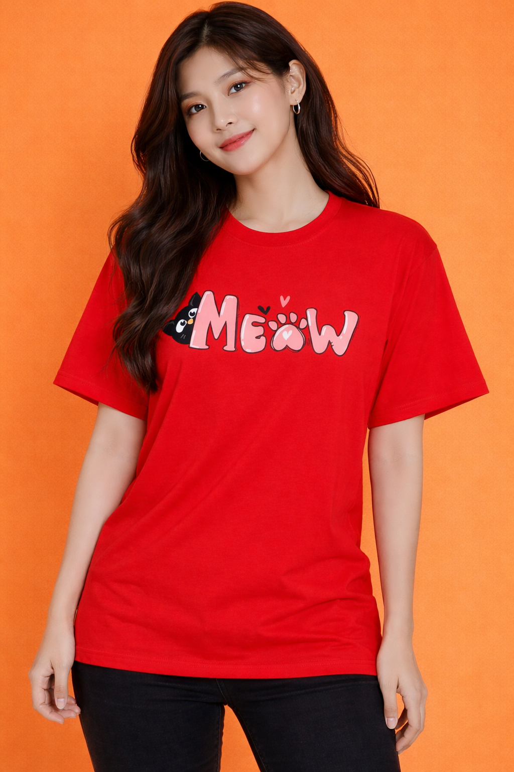 Meow Cat | Graphic Print | Oversized T-Shirt | Women