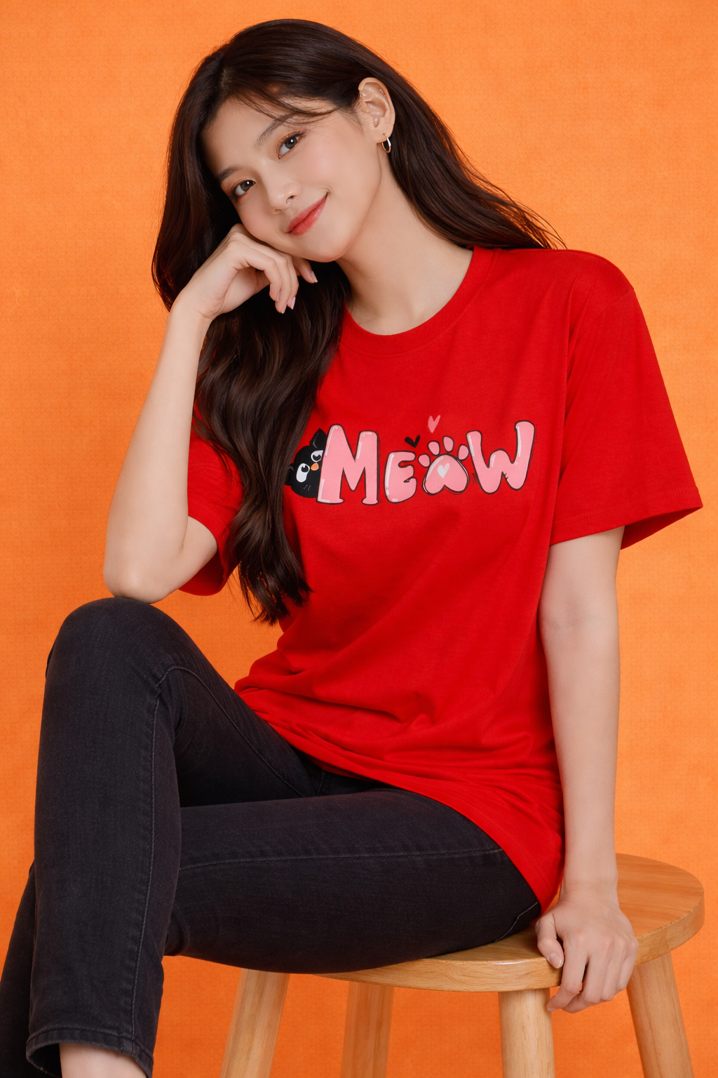 Meow Cat | Graphic Print | Oversized T-Shirt | Women