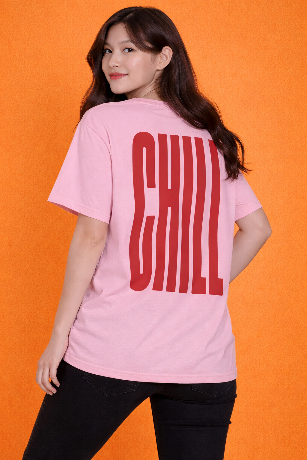CHILL Wavy Text | Graphic Print |Oversized T-Shirt | Women
