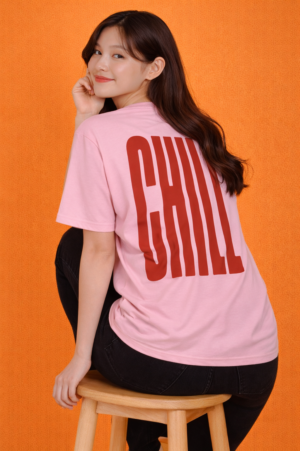 CHILL Wavy Text | Graphic Print |Oversized T-Shirt | Women