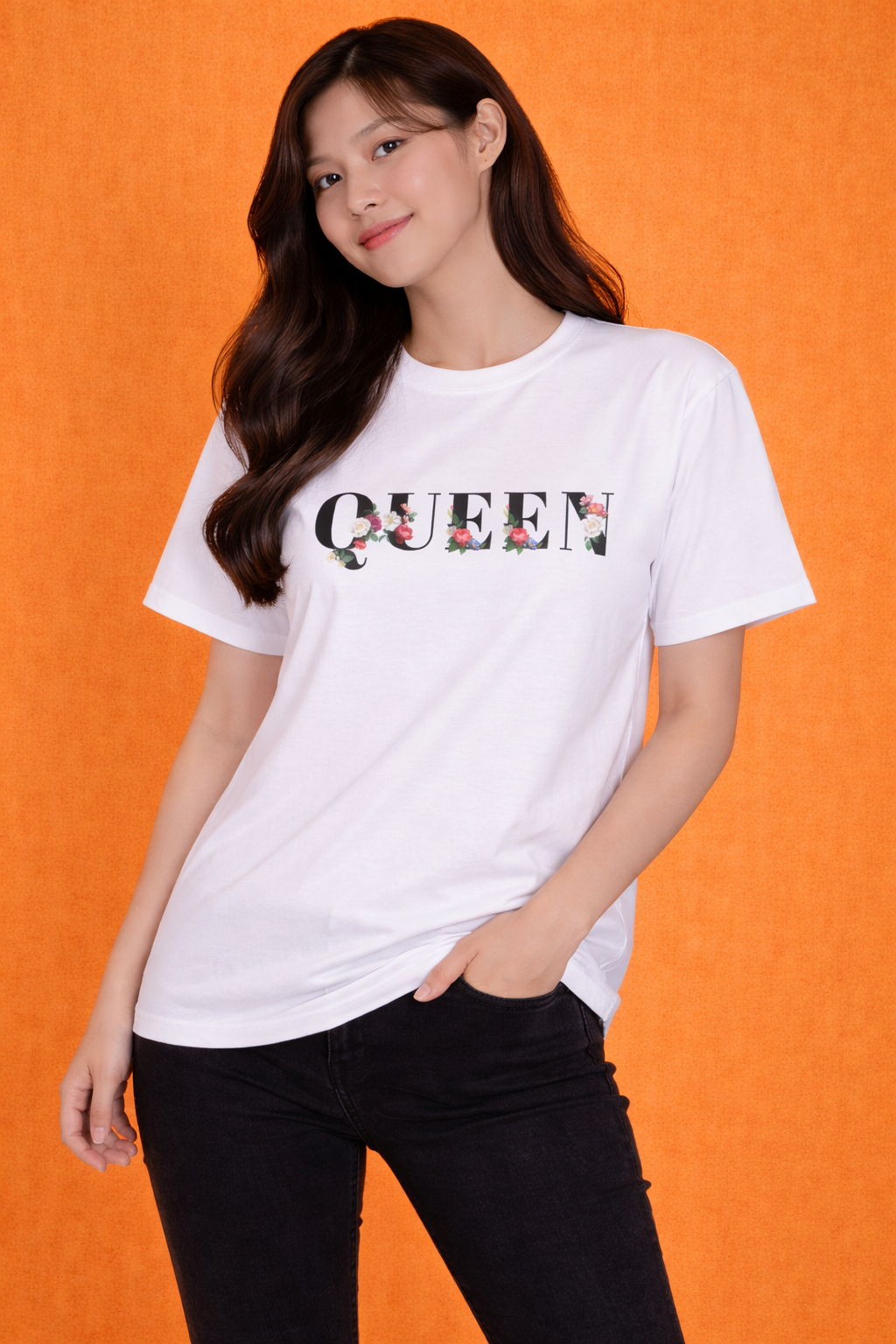 Queen Floral Text | Graphic Print | Oversized T-Shirt |Women