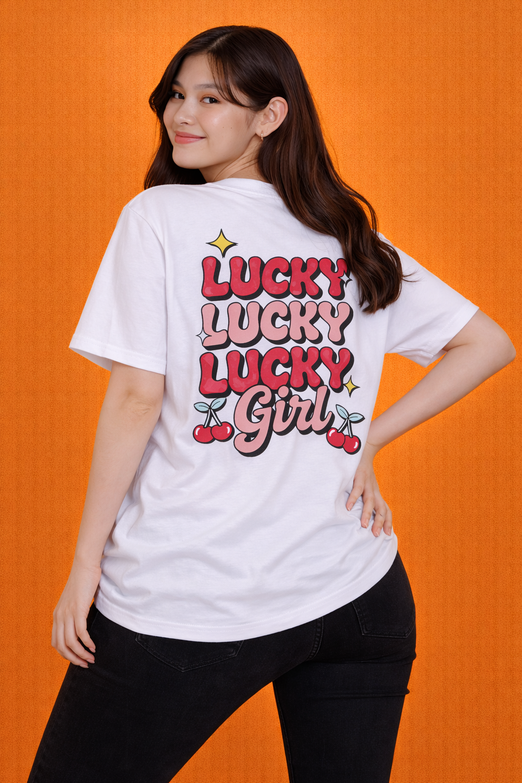Lucky Girl Aesthetic Graphic Tee | Oversized T-shirt | Women