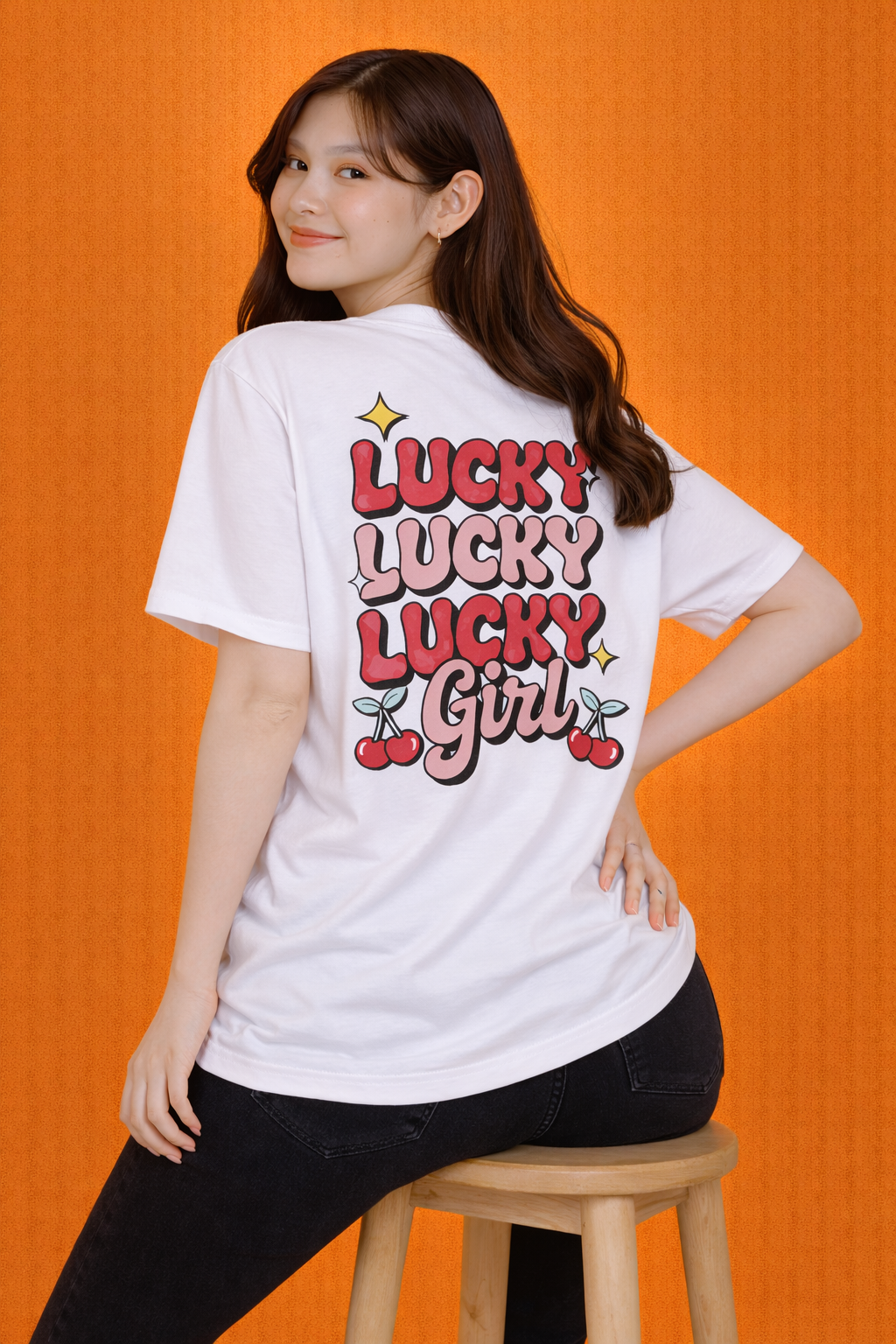 Lucky Girl Aesthetic Graphic Tee | Oversized T-shirt | Women