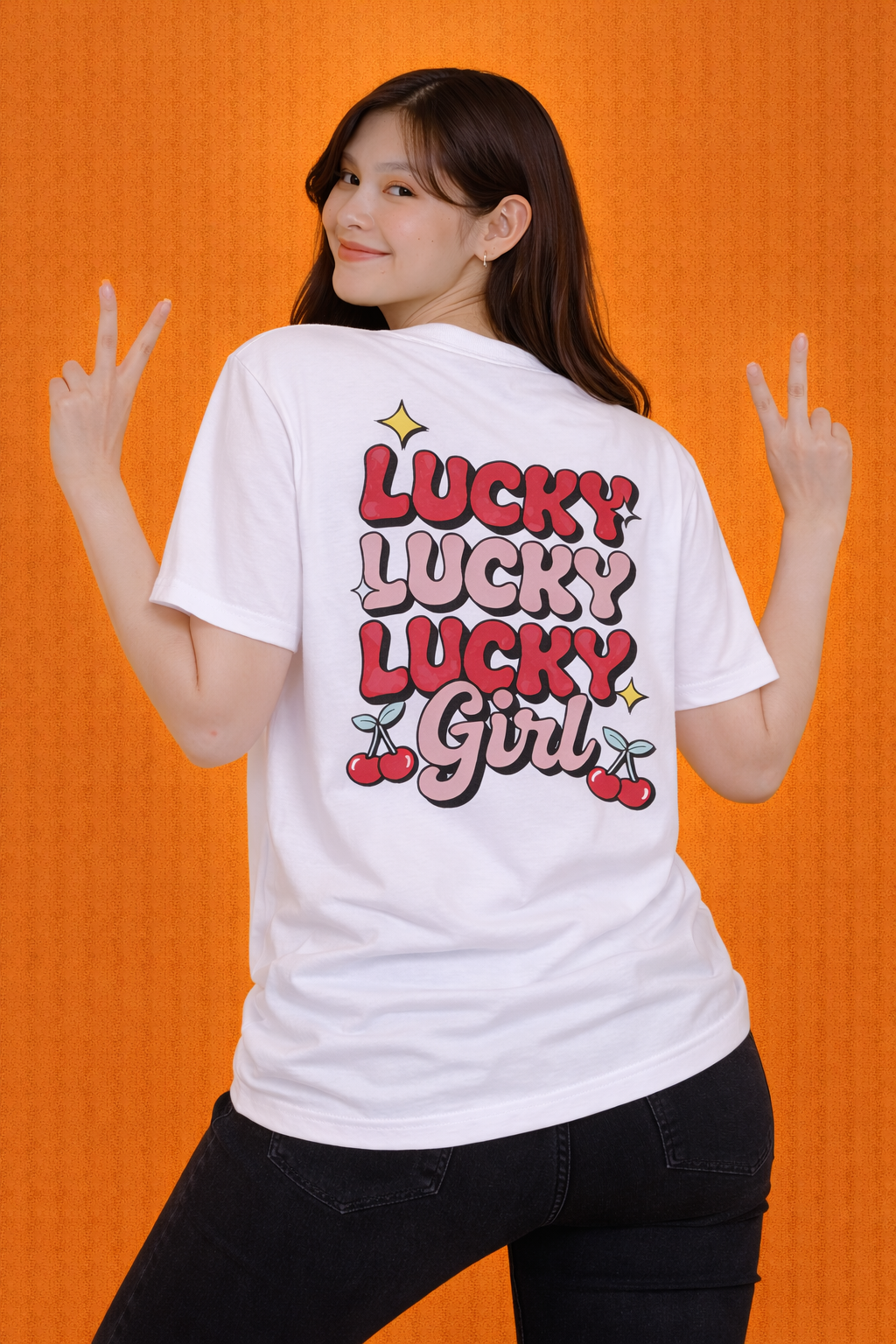 Lucky Girl Aesthetic Graphic Tee | Oversized T-shirt | Women