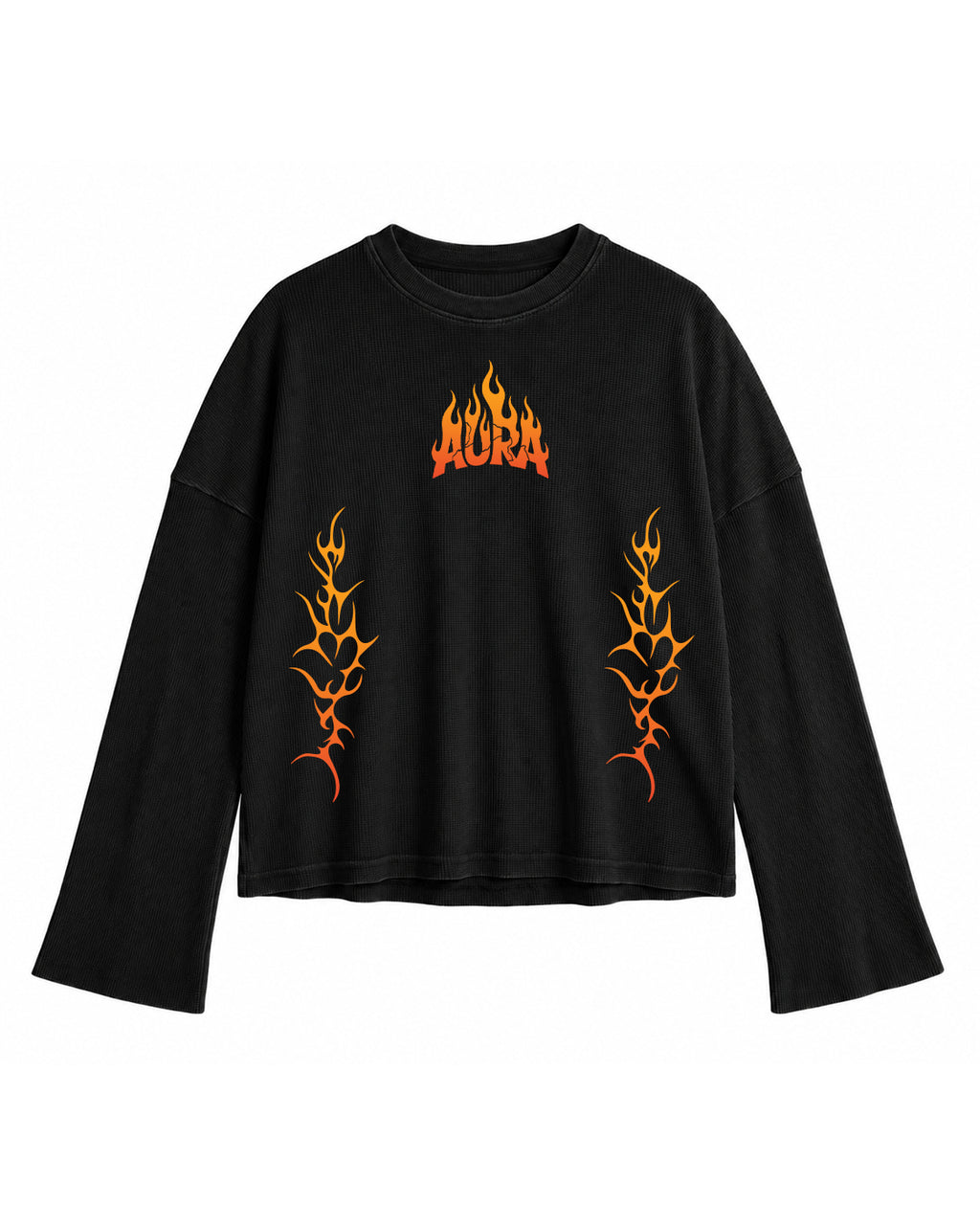 AURA Flame Waffle Knit Oversized Tee