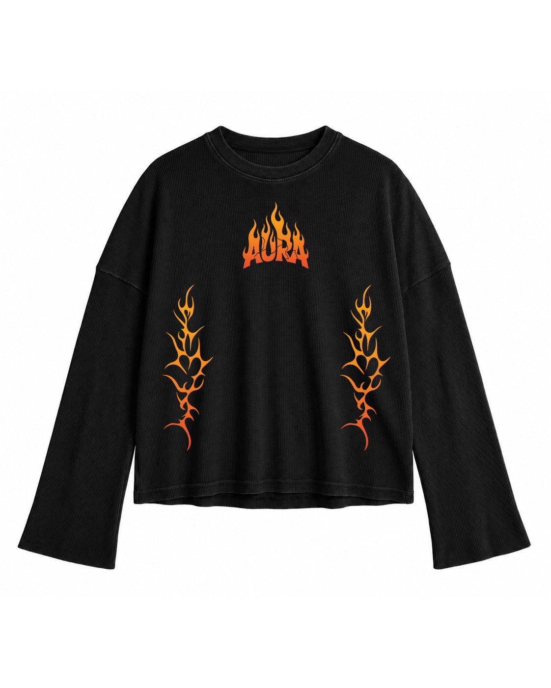 AURA Flame Waffle Knit Oversized Tee